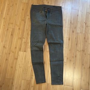 rag and bone leather front skinny pants, elephant color (olive/gray)c, size 29